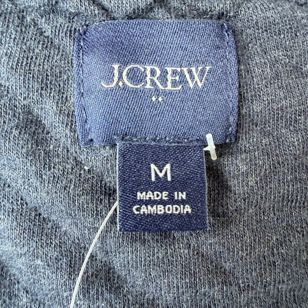 J.Crew Men's Heather Navy Quilted Quarter Zip Pullover Sweatshirt NWT M Preppy